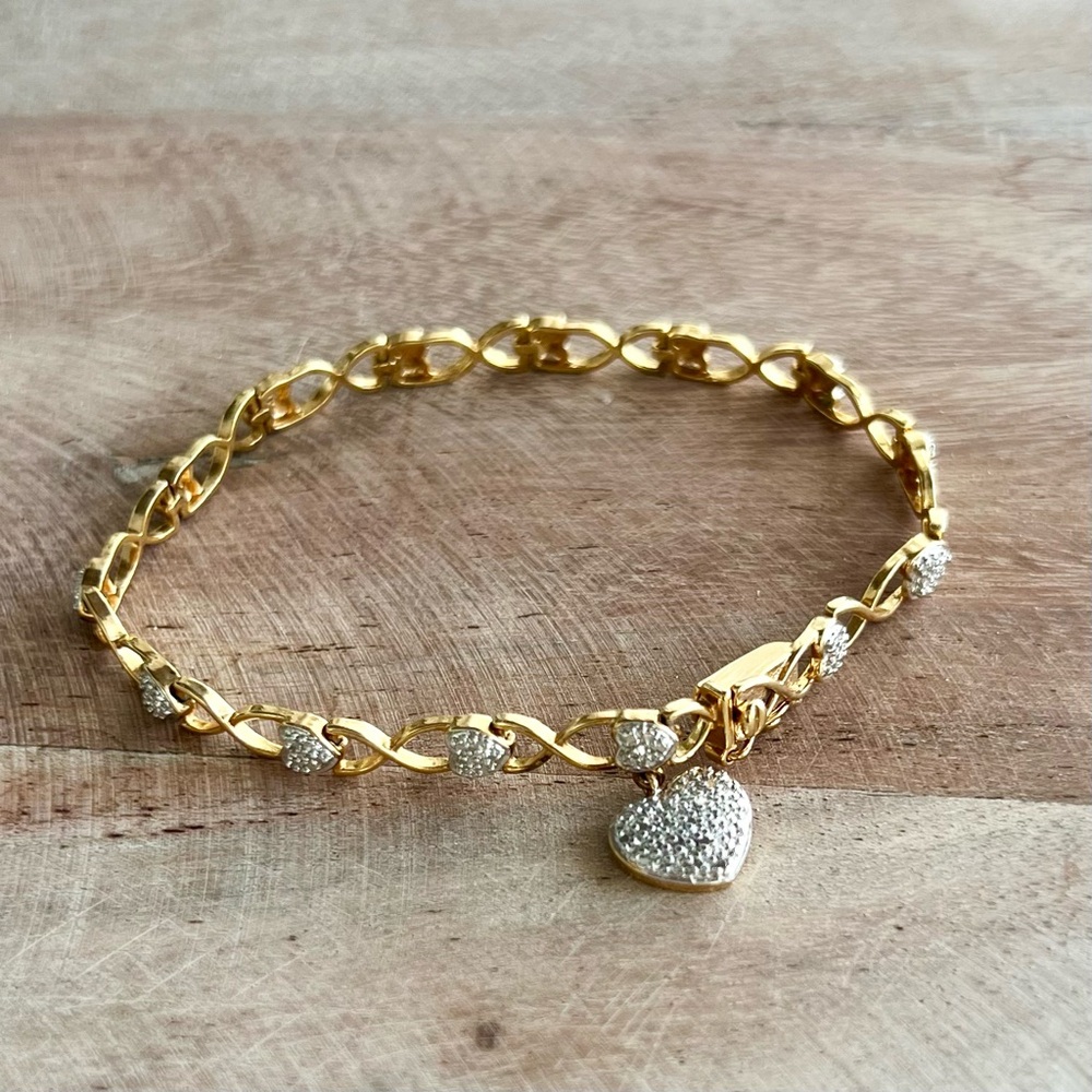 Gold-tone 925 Heart Charm Bracelet